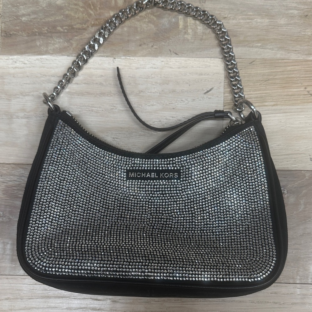 Michael Kors Black and Silver Chain Shoulder Bag